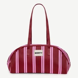 Monty Burgundy and Pink Striped Tote